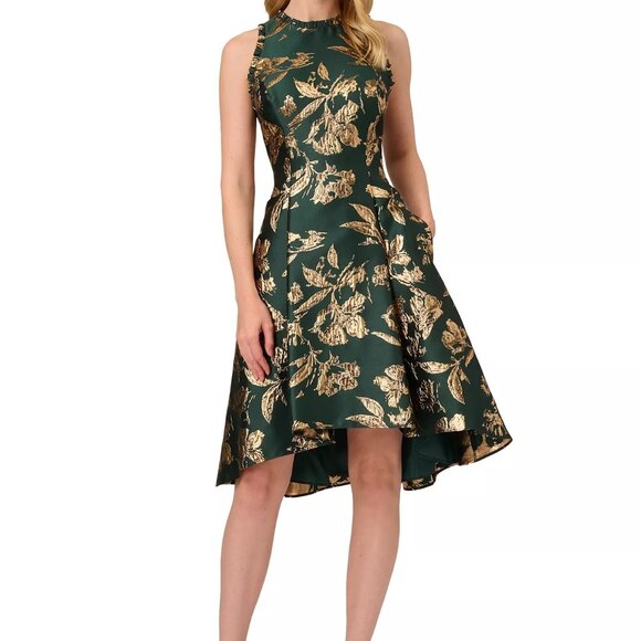 Adrianna Papell Women Ruffled Metallic Jacquard Dress, Hunter, sz 16, MSRP: 179$ - Picture 5 of 5